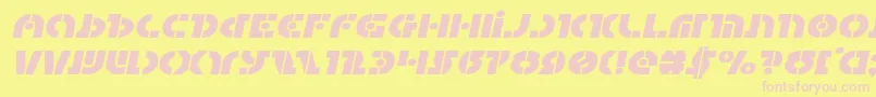Questlokexpandital-fontti – vaaleanpunaiset fontit keltaisella taustalla