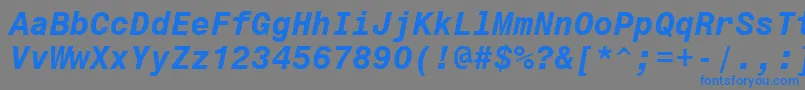Fonte Monospace821BoldItalicBt – fontes azuis em um fundo cinza