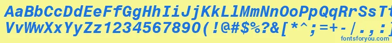 フォントMonospace821BoldItalicBt – 青い文字が黄色の背景にあります。