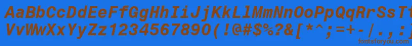 Monospace821BoldItalicBt Font – Brown Fonts on Blue Background