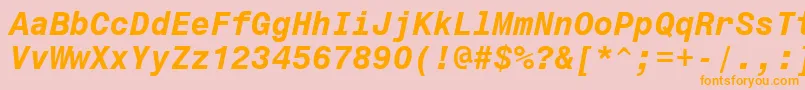 Monospace821BoldItalicBt-Schriftart – Orangefarbene Schriften auf rosa Hintergrund