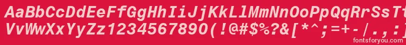 フォントMonospace821BoldItalicBt – 赤い背景にピンクのフォント