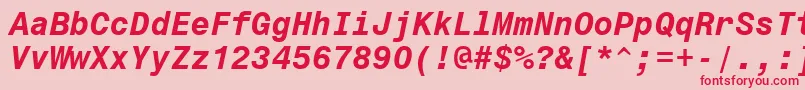 フォントMonospace821BoldItalicBt – ピンクの背景に赤い文字