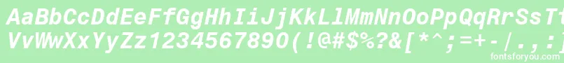 Monospace821BoldItalicBt Font – White Fonts on Green Background