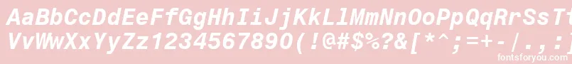 Czcionka Monospace821BoldItalicBt – białe czcionki na różowym tle