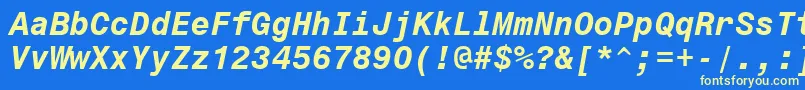 Czcionka Monospace821BoldItalicBt – żółte czcionki na niebieskim tle