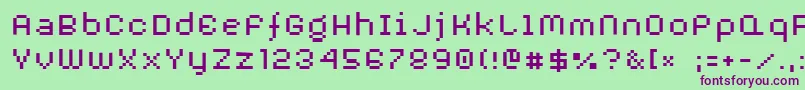 フォントAuxDotbitcXtra – 緑の背景に紫のフォント