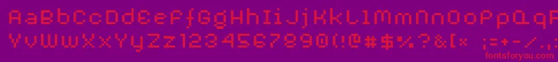 AuxDotbitcXtra-fontti – punaiset fontit violetilla taustalla