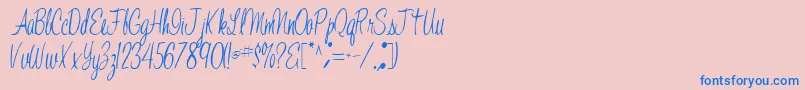 Jelindafont52Regular-Schriftart – Blaue Schriften auf rosa Hintergrund