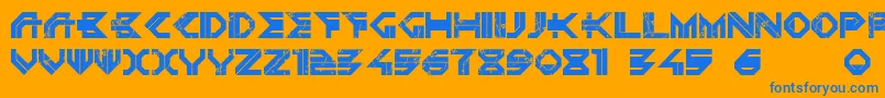 DepletedUranium-Schriftart – Blaue Schriften auf orangefarbenem Hintergrund