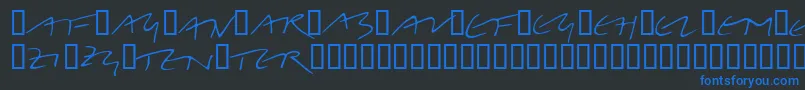 フォントLinotypeBelleBonus – 黒い背景に青い文字
