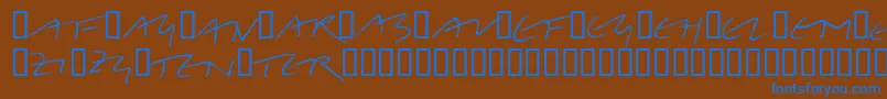 フォントLinotypeBelleBonus – 茶色の背景に青い文字