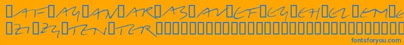 LinotypeBelleBonus-fontti – siniset fontit oranssilla taustalla