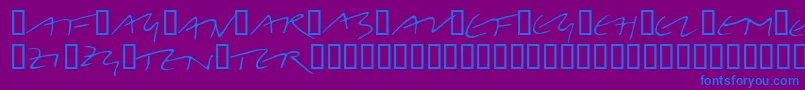 LinotypeBelleBonus-fontti – siniset fontit violetilla taustalla