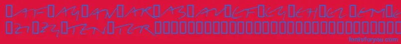 Czcionka LinotypeBelleBonus – niebieskie czcionki na czerwonym tle