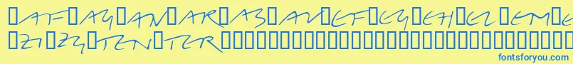 フォントLinotypeBelleBonus – 青い文字が黄色の背景にあります。