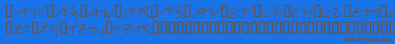 フォントLinotypeBelleBonus – 茶色の文字が青い背景にあります。
