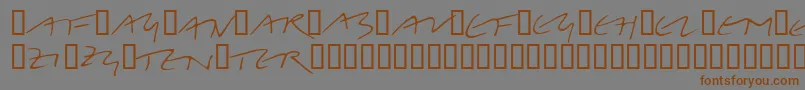 フォントLinotypeBelleBonus – 茶色の文字が灰色の背景にあります。