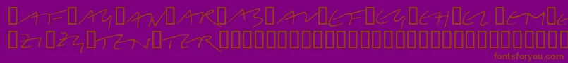 LinotypeBelleBonus-fontti – ruskeat fontit violetilla taustalla