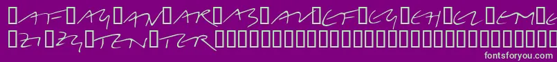 フォントLinotypeBelleBonus – 紫の背景に緑のフォント