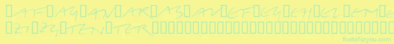 フォントLinotypeBelleBonus – 黄色い背景に緑の文字