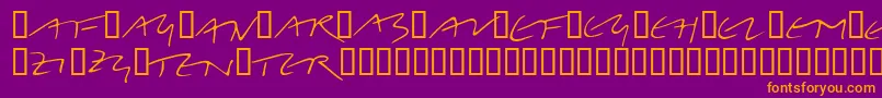LinotypeBelleBonus-fontti – oranssit fontit violetilla taustalla