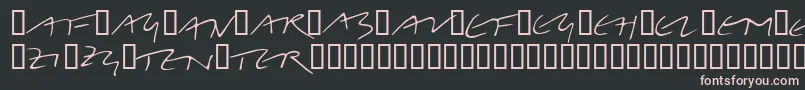 LinotypeBelleBonus-fontti – vaaleanpunaiset fontit mustalla taustalla