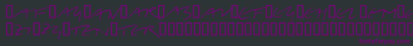 LinotypeBelleBonus-fontti – violetit fontit mustalla taustalla