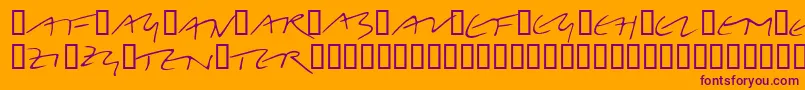LinotypeBelleBonus-fontti – violetit fontit oranssilla taustalla