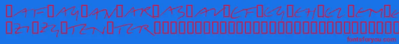 LinotypeBelleBonus-Schriftart – Rote Schriften auf blauem Hintergrund