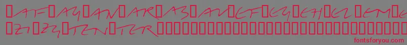 フォントLinotypeBelleBonus – 赤い文字の灰色の背景