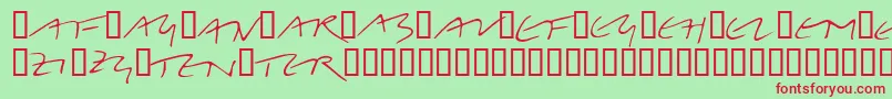 フォントLinotypeBelleBonus – 赤い文字の緑の背景