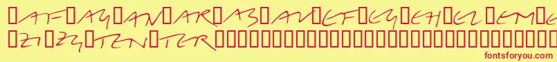 Czcionka LinotypeBelleBonus – czerwone czcionki na żółtym tle