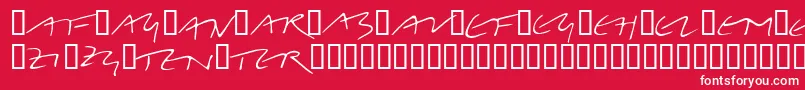 LinotypeBelleBonus-fontti – valkoiset fontit punaisella taustalla