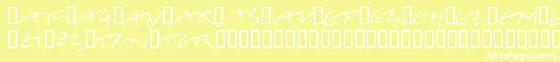 フォントLinotypeBelleBonus – 黄色い背景に白い文字