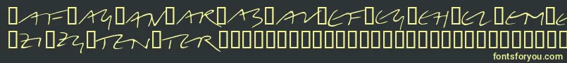 LinotypeBelleBonus-fontti – keltaiset fontit mustalla taustalla