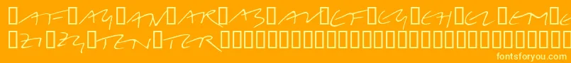 LinotypeBelleBonus-fontti – keltaiset fontit oranssilla taustalla