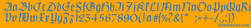Weitere Informationen zur Claudiusimperator-Schriftart Claudiusimperator-Schriftart – Blaue Schriften auf orangefarbenem Hintergrund