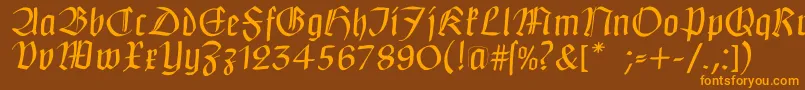 Claudiusimperator-Schriftart – Orangefarbene Schriften auf braunem Hintergrund