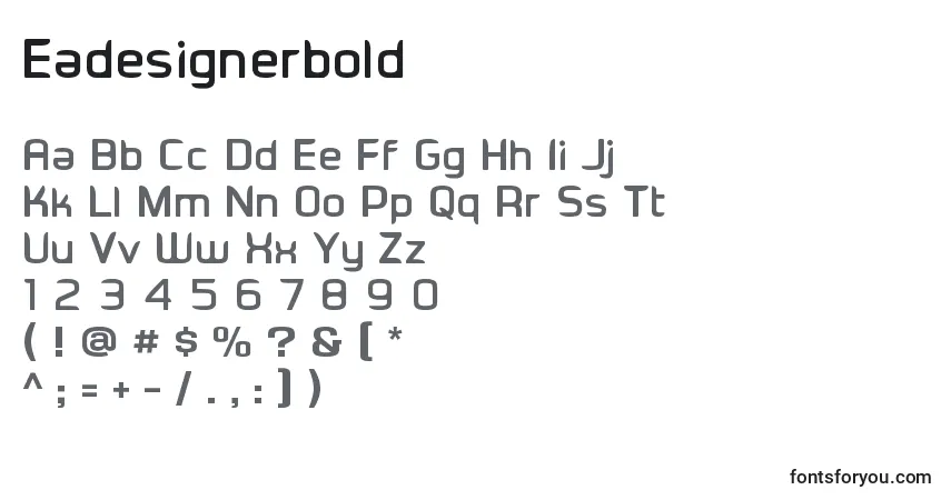 Czcionka Eadesignerbold – alfabet, cyfry, specjalne znaki