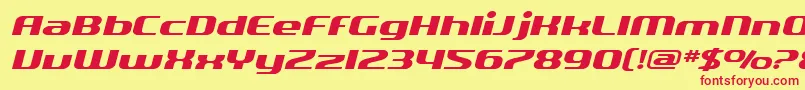 SfQuartziteExtendedOblique Font – Red Fonts on Yellow Background