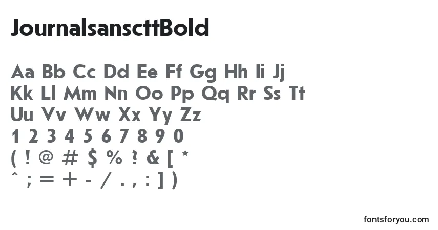 A fonte JournalsanscttBold – alfabeto, números, caracteres especiais