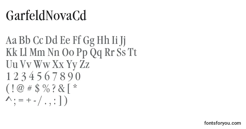 A fonte GarfeldNovaCd – alfabeto, números, caracteres especiais