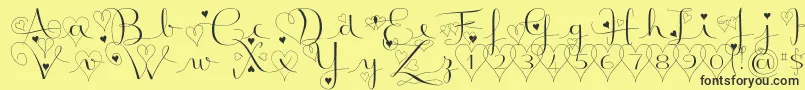 fuente BadinerieLovedemo – Fuentes Negras Sobre Fondo Amarillo