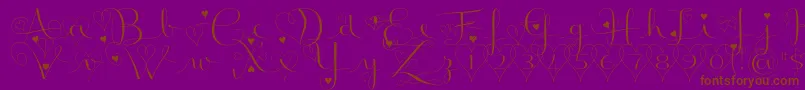 BadinerieLovedemo-Schriftart – Braune Schriften auf violettem Hintergrund