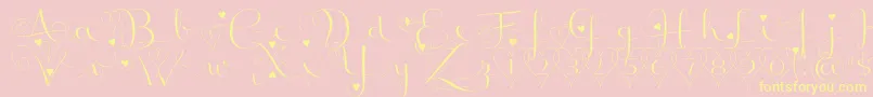 BadinerieLovedemo-Schriftart – Gelbe Schriften auf rosa Hintergrund