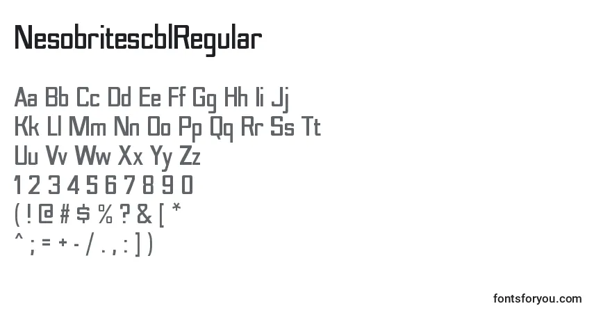 Czcionka NesobritescblRegular – alfabet, cyfry, specjalne znaki