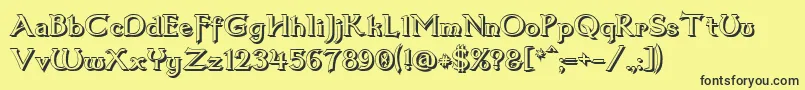 Dum3shad-fontti – mustat fontit keltaisella taustalla