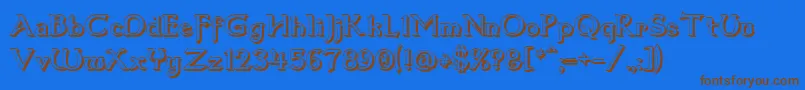 フォントDum3shad – 茶色の文字が青い背景にあります。