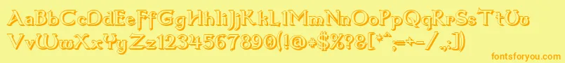 Dum3shad Font – Orange Fonts on Yellow Background